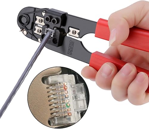 Miniatura 5 de Herramienta de crimpado de red, crimpadora modular, kit de herramientas de alambre de red de alta seguridad, cables de red de corte y tira El mejor