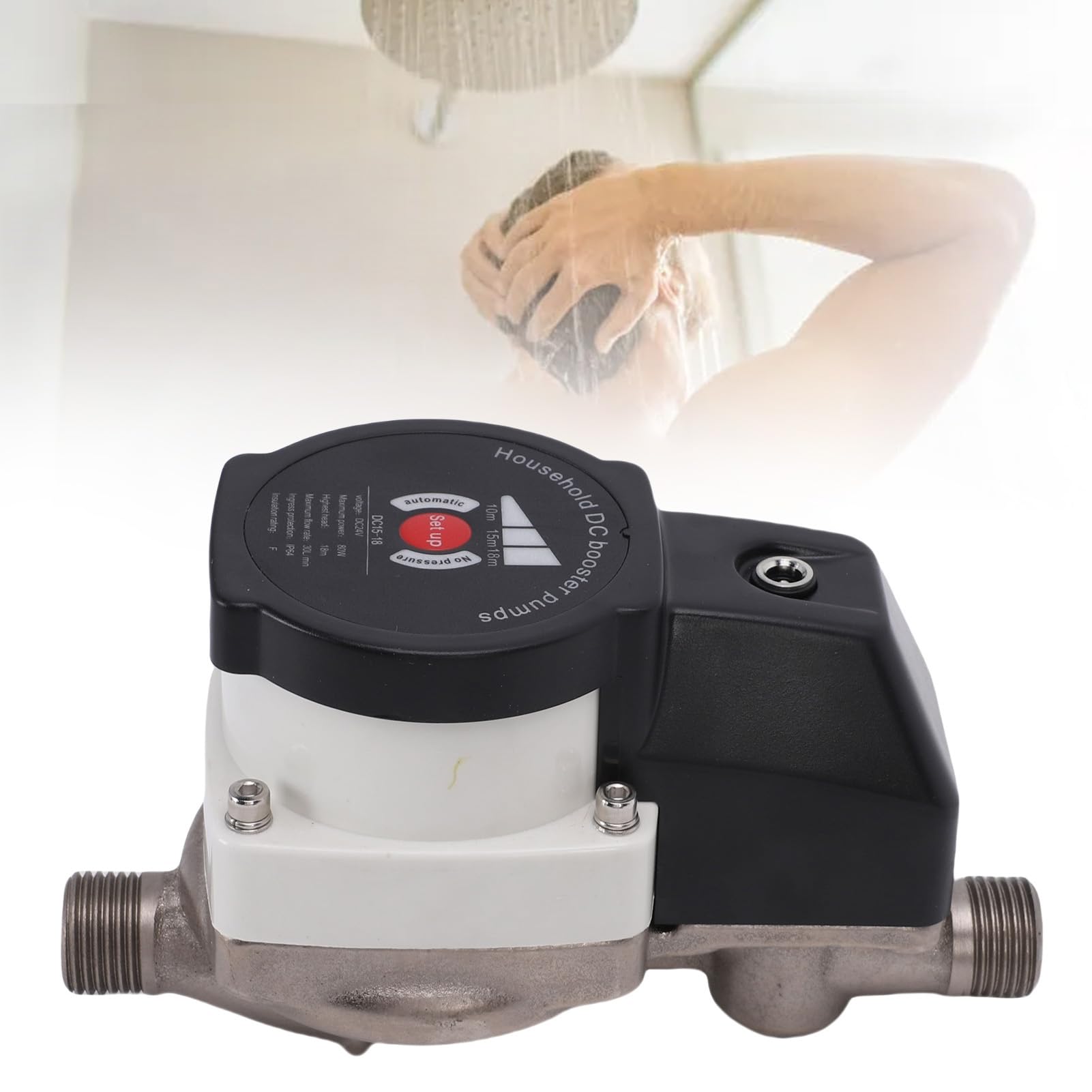 Bomba Elevadora de Presión de Agua Automática para Casa, 80 W de Baja Potencia y Presión Estable de 36,2 PSI, Interfaz NPT de 1/2 Pulgada, Diseño Seguro de bajo Voltaje (Enchufe europeo