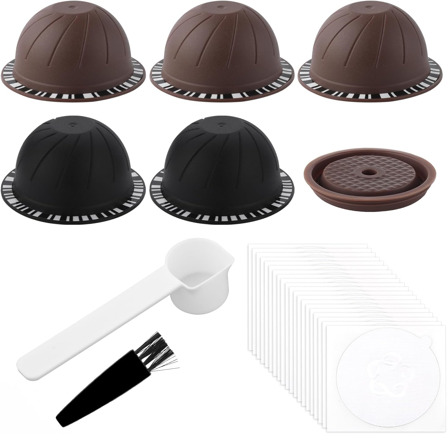 5pcs Reusable Pods for Nespresso Machine, 230ml & 150ml Refillable