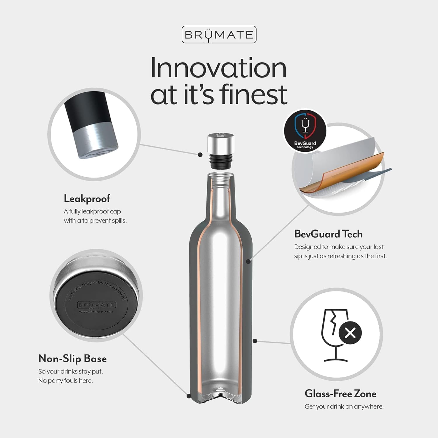 BrüMate Winesulator 25 Oz Triple-Walled Insulated Wine Canteen Made of Stainless Steel, 24-Hour Temperature Retention, Shatterproof, Comes with Silicone Transfer Funnel (Neon Pink) — Amazon image 3