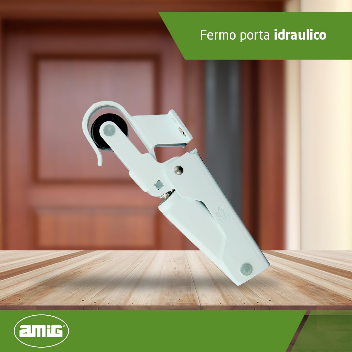 Amig - Chiudiporta Idraulico - Chiudiporta con Chiusura Controllata e Ammortizzata per Porte Interne - 108 x 32 mm, Fino a 40 kg - Alluminio - Bianco