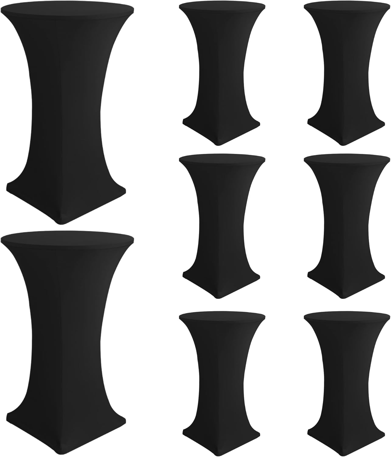 Cocktail Table Covers-Spandex Round High Top Table Cloths 8 Pack 32x43 Inch-Black Stretch Fitted Bar Tall Tablecloth for Pub Bistro Highboy Party Event Banquet Height Folding Satnding Tables Black 32" x 43" | 8 Pack