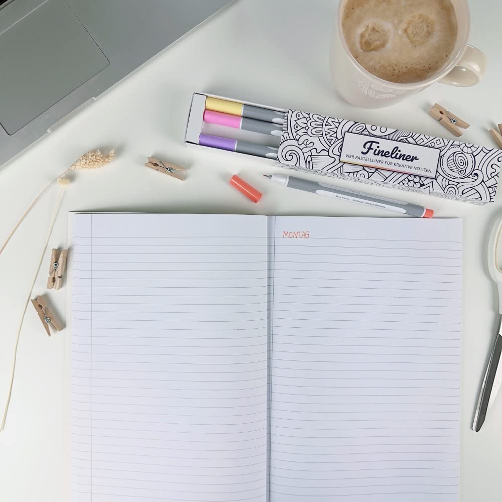 Teachly Fineliner Summer Set of 4, 4 Fine Pastel Pens with Thin 0.4 mm Tip for Precise Writing & Drawing, School - Image 4