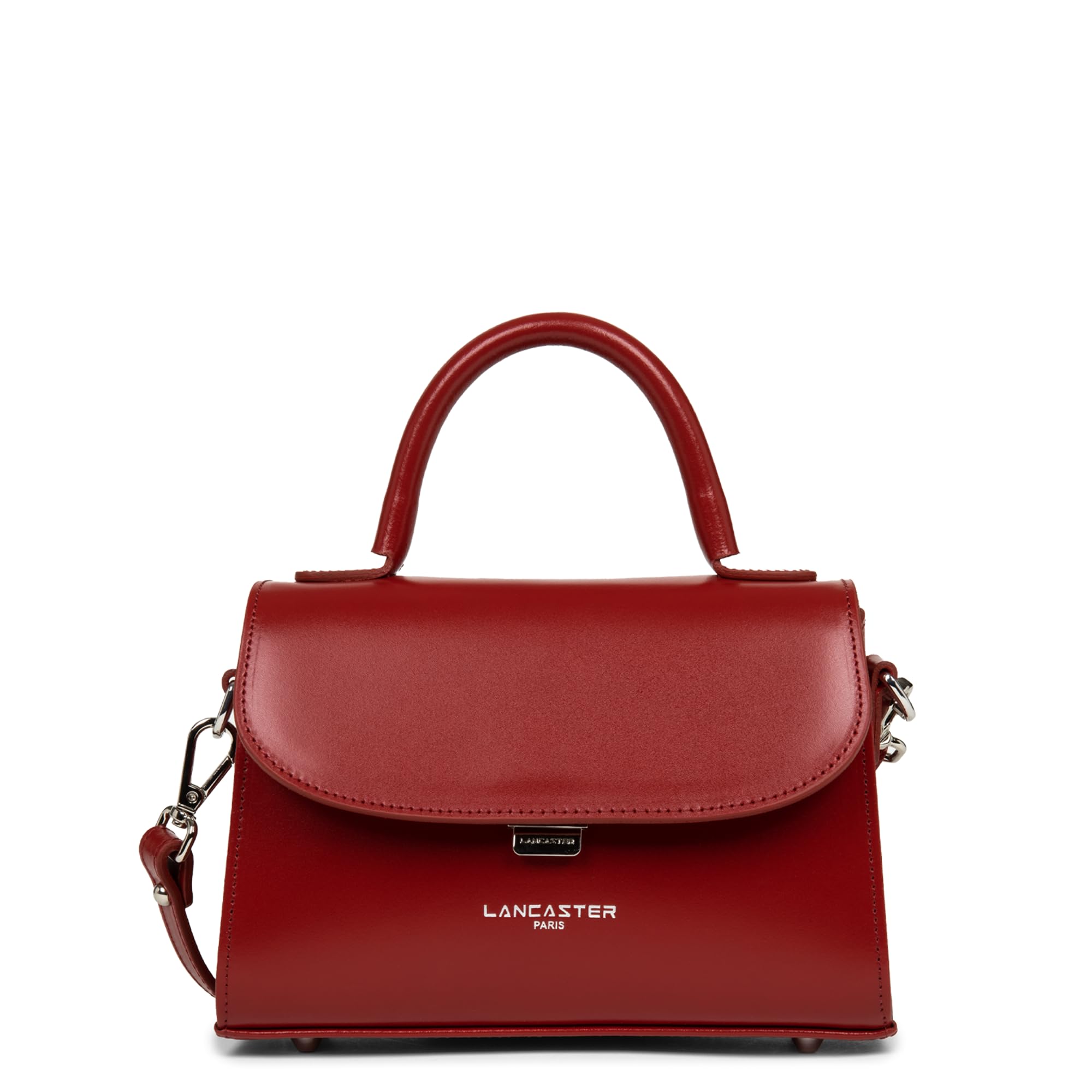 LANCASTER | Suave Even - Petit Sac à Main Refente de Cuir de Vachette Lisse Carmin