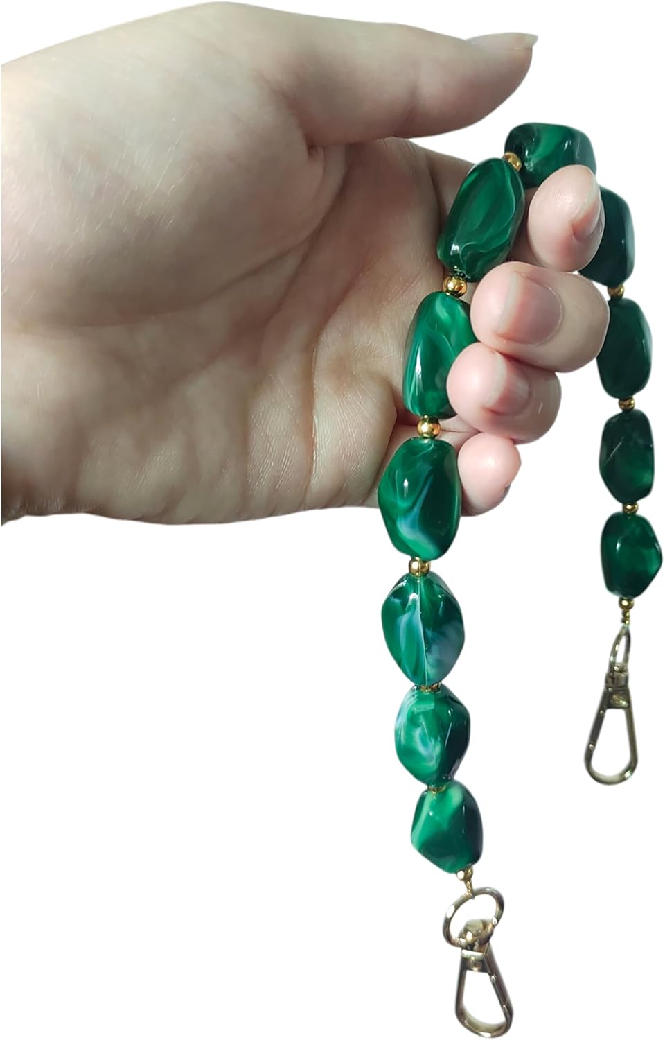 Short Purse Chain 14 inch Bead Purse Strap Decorative Acrylic Purse Chain Extender for Handbag Underarm Bag(Dark Green) - Image 6