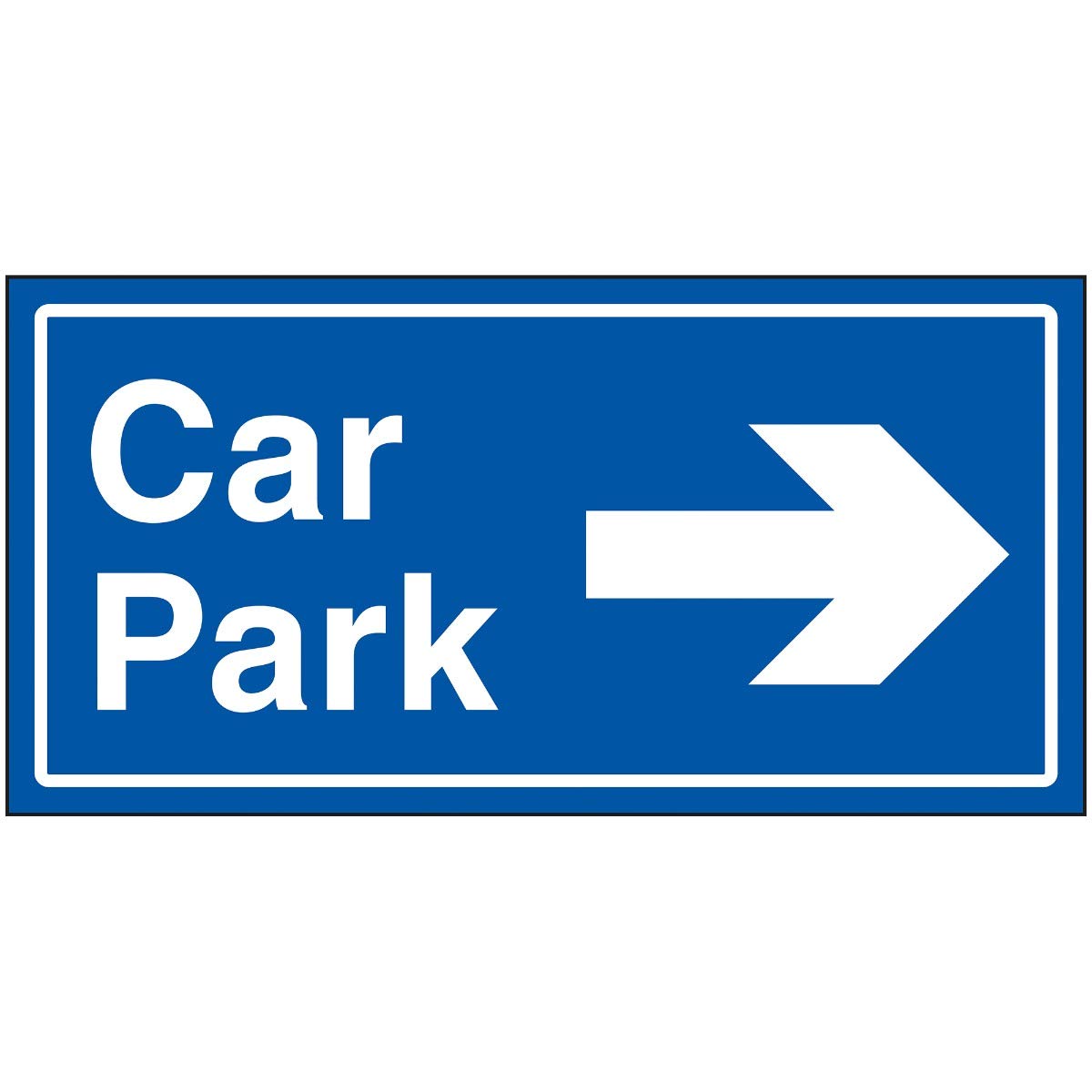 VSafety Car Park Arrow Right Blue Sign - 300x150mm - Blue Rigid Plastic
