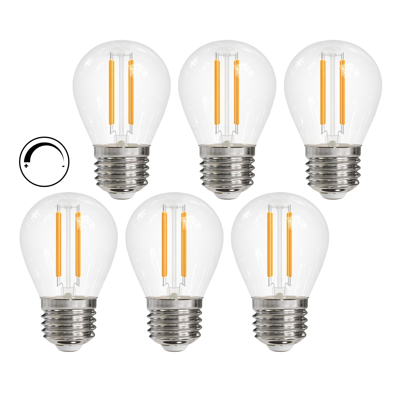 LUTW E27 LED Vintage Dimmbar, G45 E27 LED Warmweiss 4W ersetzt 40 watt Klar, 2700K, 495LM, Led Filament e27 Globe Lampe für Tischlampen, Wandlampen, Stehlampen, 6 Stück