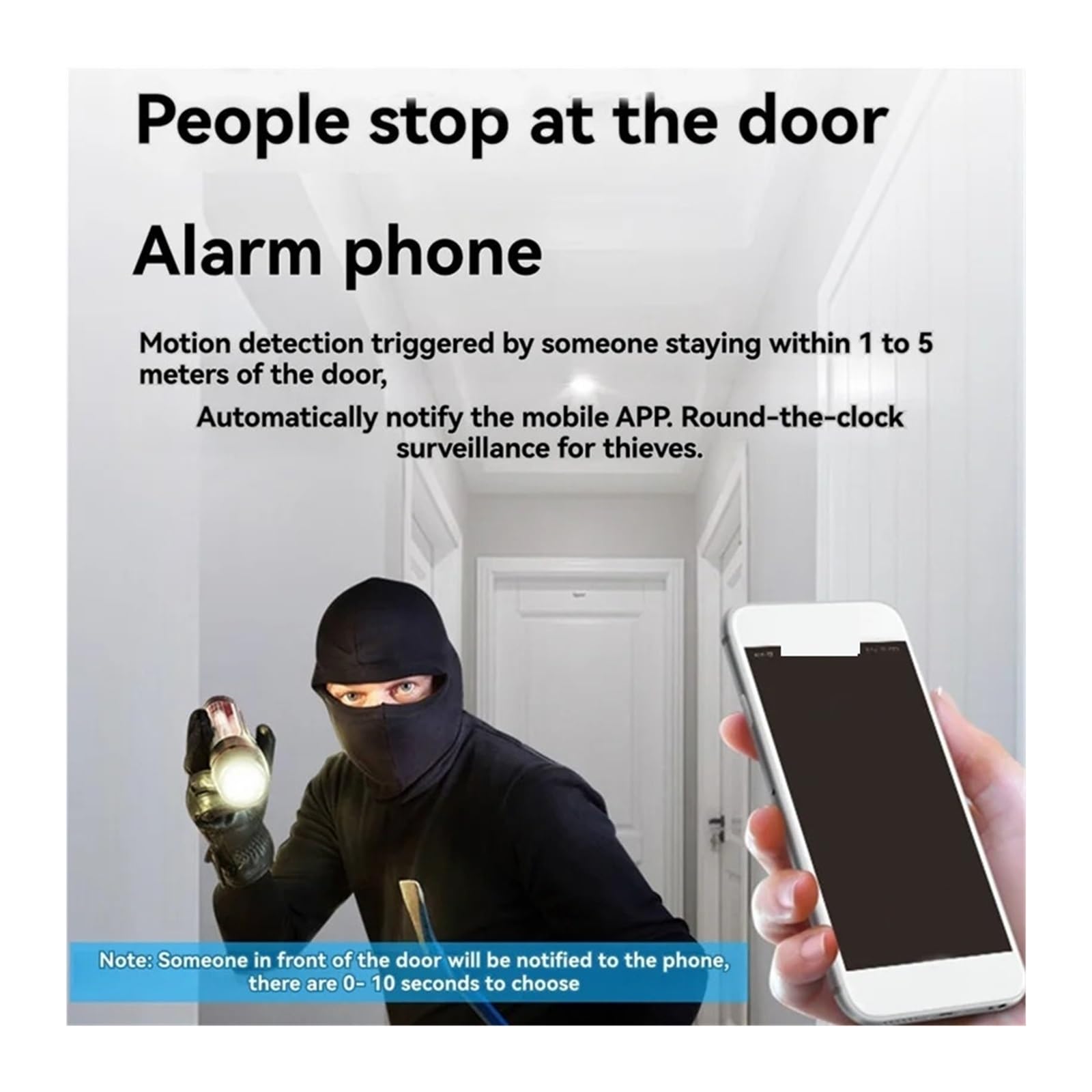 AS95-Interphone vidéo sans Fil Wi-FI avec caméra 2MP, for Maison connectée, sécurité, détection de Mouvement PIR Grand Angle
