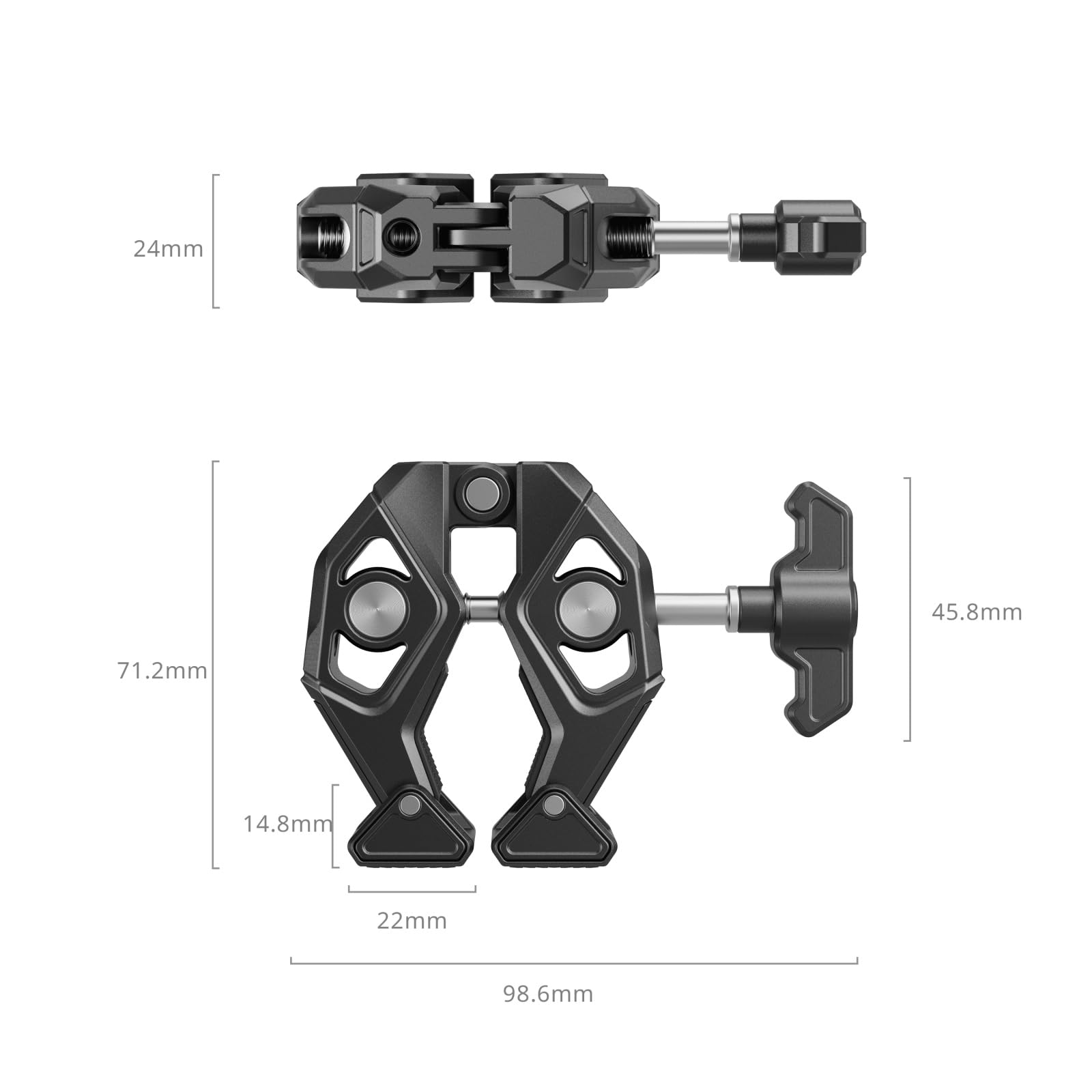 SMALLRIG Zacisk w kształcie kraba z obrotową końcówką i otworami rozprężnymi 1/4"-20, maks. mocowanie 50 mm (2") do uchwytów kamer, akcesoriów do statywów, okrągłej rury/płaskiej powierzchni, 5319