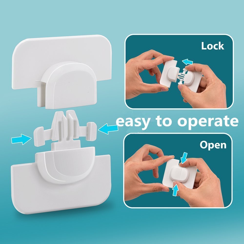SYGA Child Safety Locks,White- Refrigerators Fridge,Freezer, Doors, Cabinet, Drawers, Baby Proof Locks Latches Catch Toddler Baby Safety -Set of 2 3