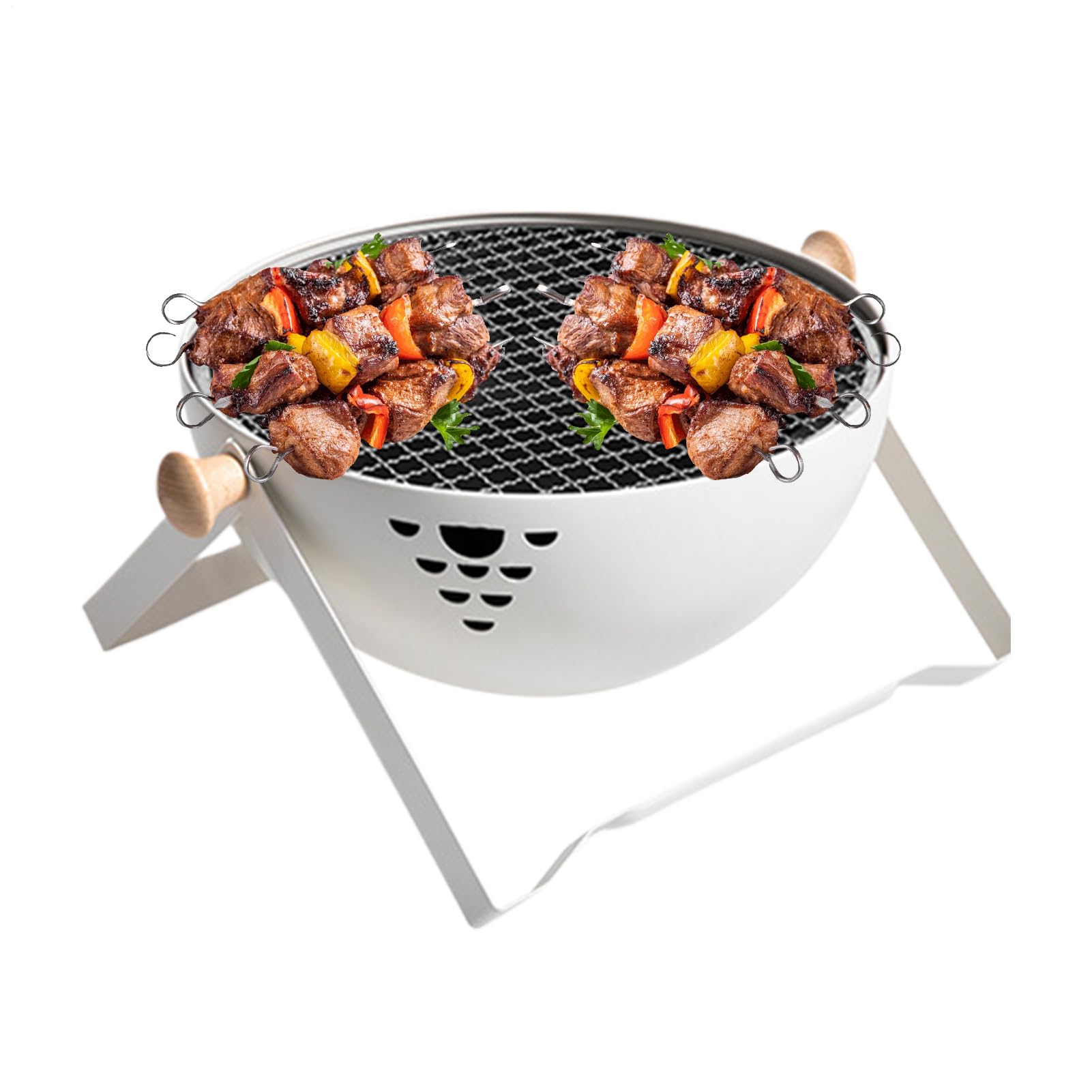Piec Węglowy Składany Przenośny Piecyk Żaroodporny | Grill BBQ Z Uchwytem Antypoparzeniowym do Ogrodu Stołu Kempingu Podróżowania Pikniku Smażenia Mięsa Parzenia Herbaty