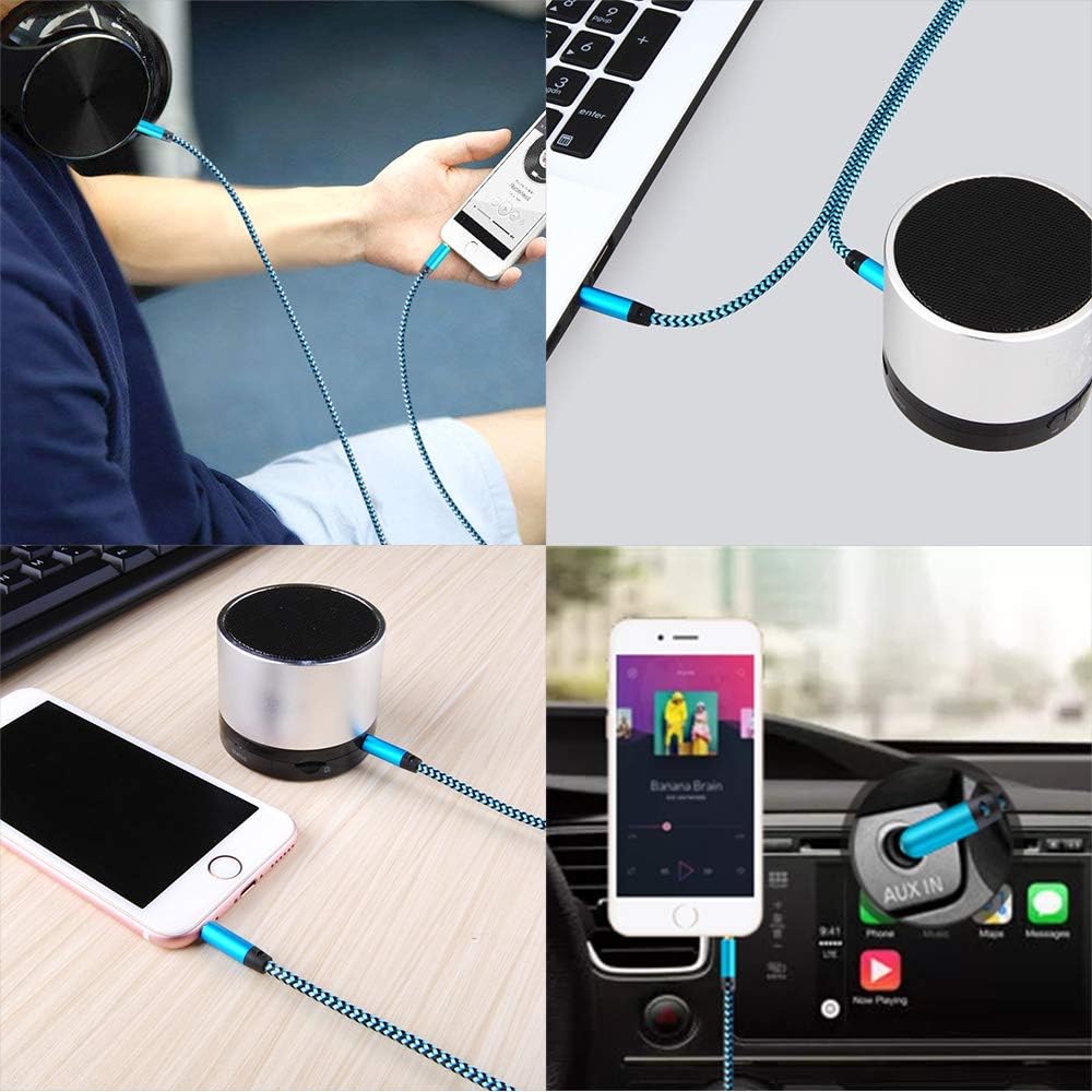 AUX Cord for Car, 6 Pack 3.5mm Auxiliary Audio Cable, Braided Stereo AUX Chords Compatible Headphone Car, iPhone, iPod, iPad, Samsung Galaxy, HTC, LG, Google Pixel, Tablet & More : Electronics