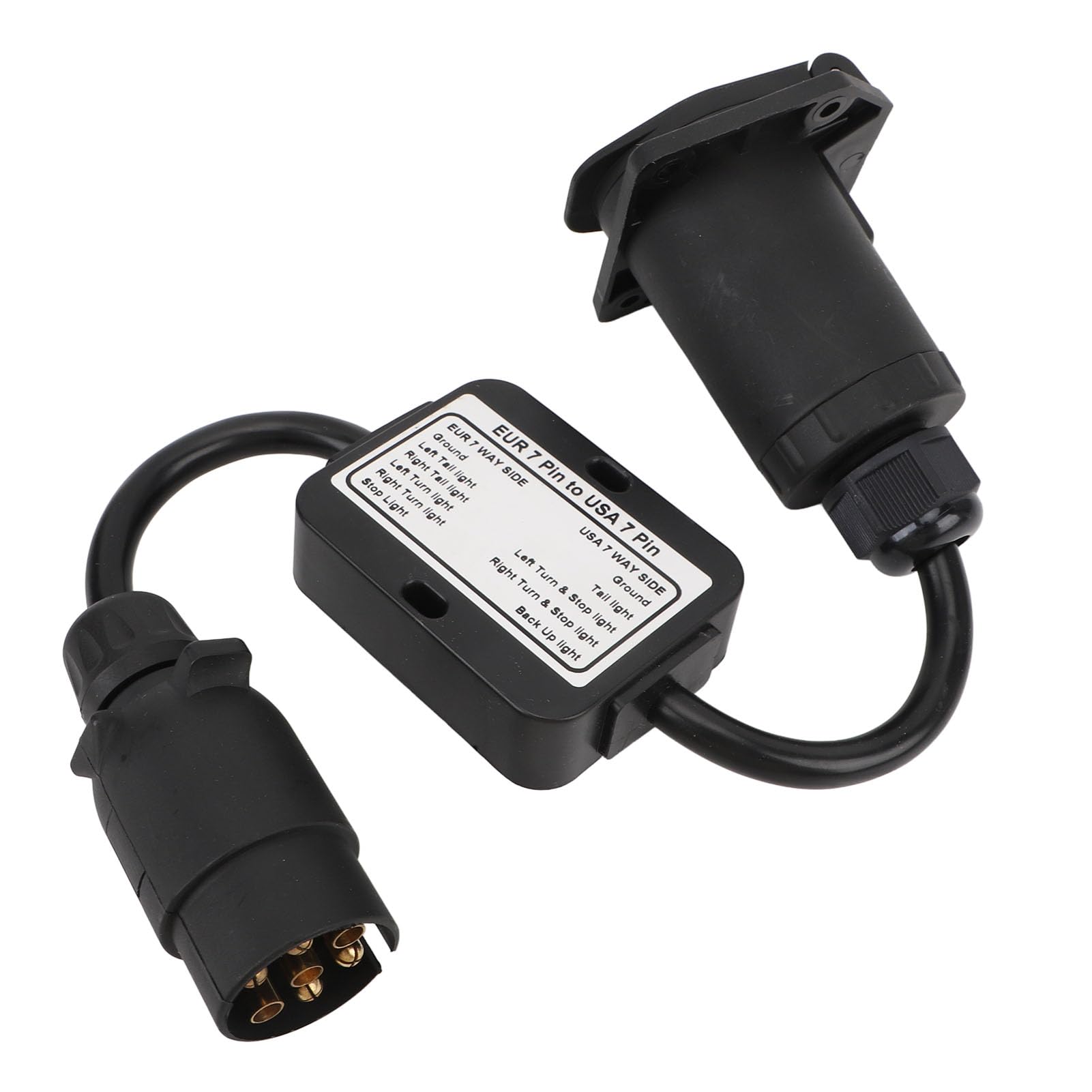 Adaptateur de Prise de Remorque, Adaptateur de Connecteur de Prise EU 7 Broches vers US 7 Broches, avec Convertisseur de Système 3 à 2 Convertisseur de Lumière de Remorque Plug And Play pour Caravane