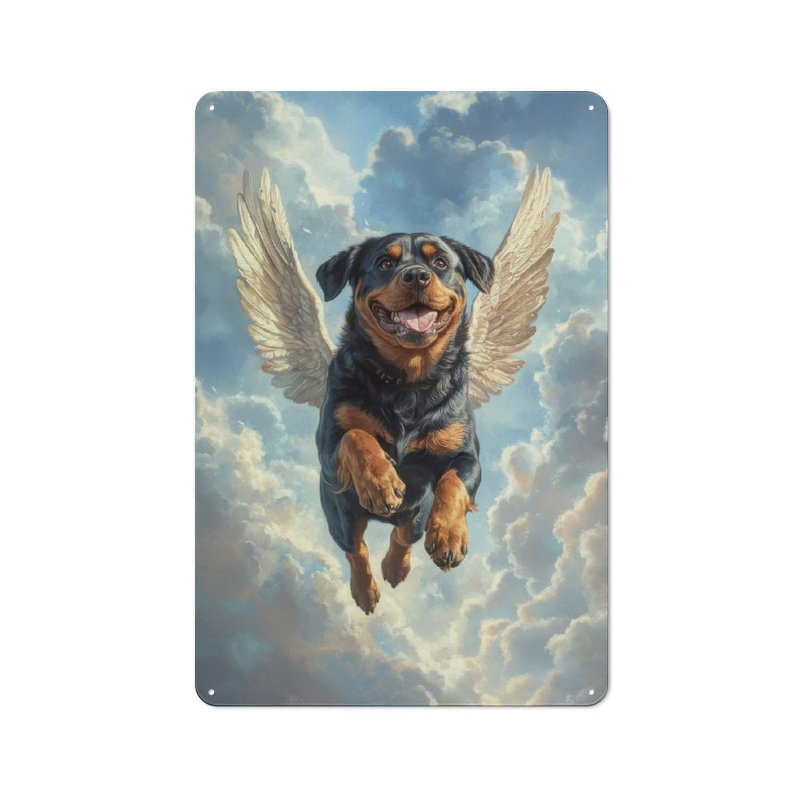 Junmoney Rottweiler With Angel Wings A Tribute To Str Ength And Love Vintage Metal Wall Sign 30X20cm For Garage Or Workshop, For Metal Sign Collectors, For Garage And Workshop Walls