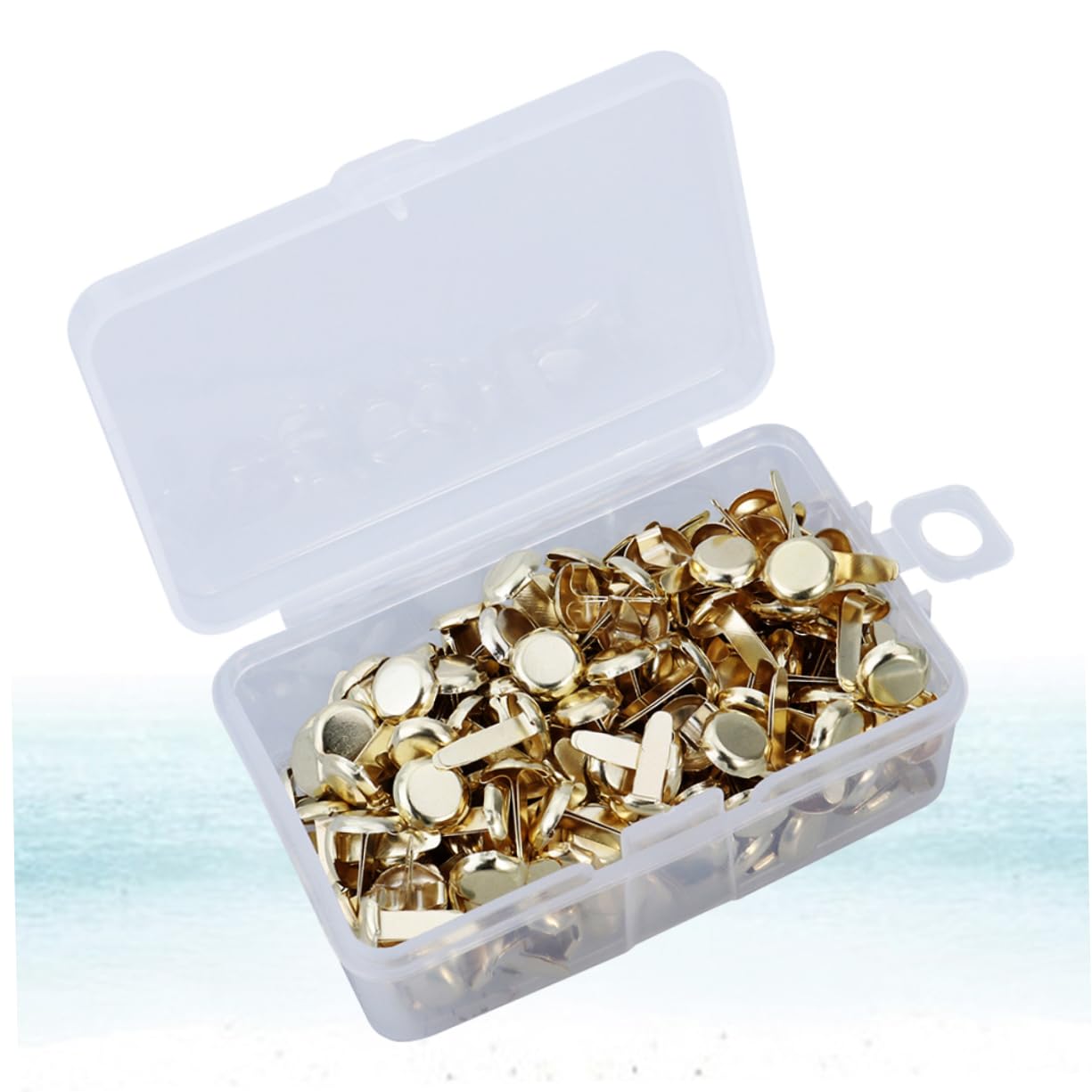 VILLCASE Electroplated Nails 200pcs Round Metal Brads Gold Paper Fasteners with Storage Case