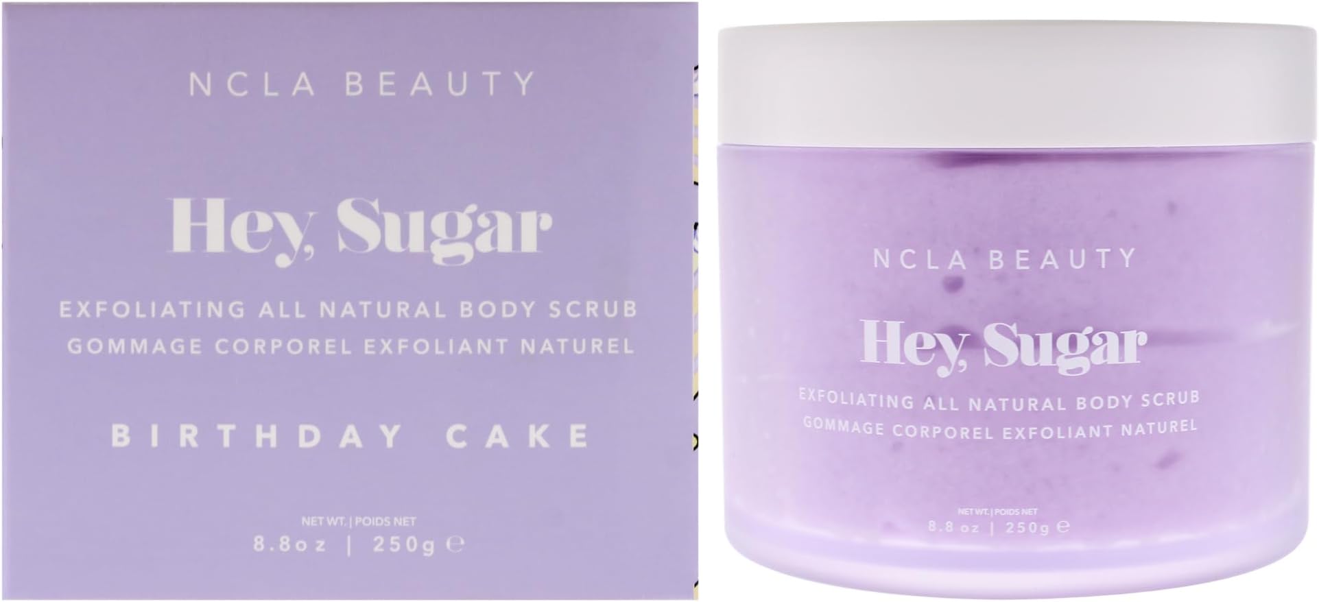Hey Sugar All Natural Body Scrub - Moisturizing, Exfoliating Sugar Scrub - Shea, Cocoa, and Mango Butters - Birthday Cake - 8.8 oz