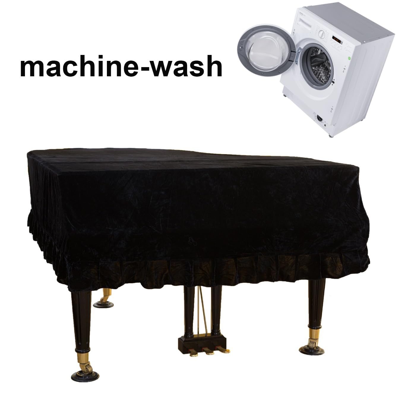 Copertura per pianoforte a coda verticale standard da 70", in morbido velluto, copertura antipolvere con macramè, protegge da polvere e graffi (A, M)