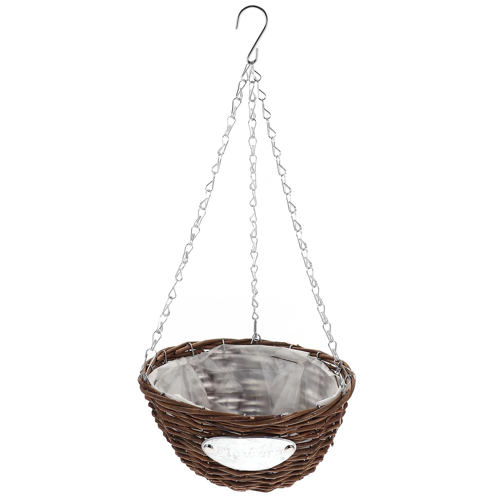 2 Pezzi Vasi Sospesi per Piante da Esterno in Rattan e Metallo Marrone, Vasi Appesi per Balcone, Portico e Decorazione Giardino