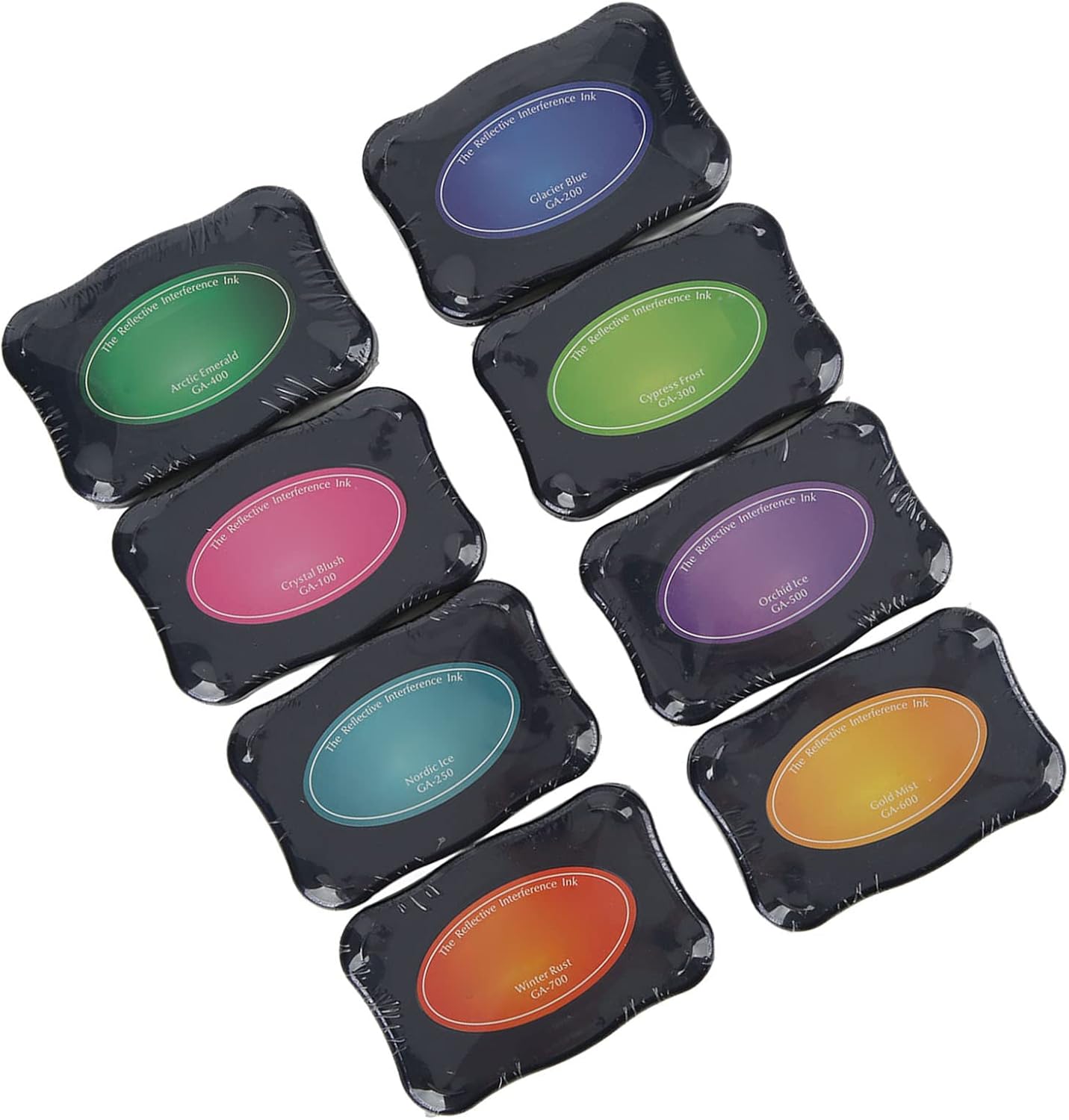 Ink Pad, 8 Colors Reflective Interference Ink Safe Stamp Pad Fingerprint Easy Cleaning Individual Packaging Ink Pad for Kids for DIY Handicrafts Card Making