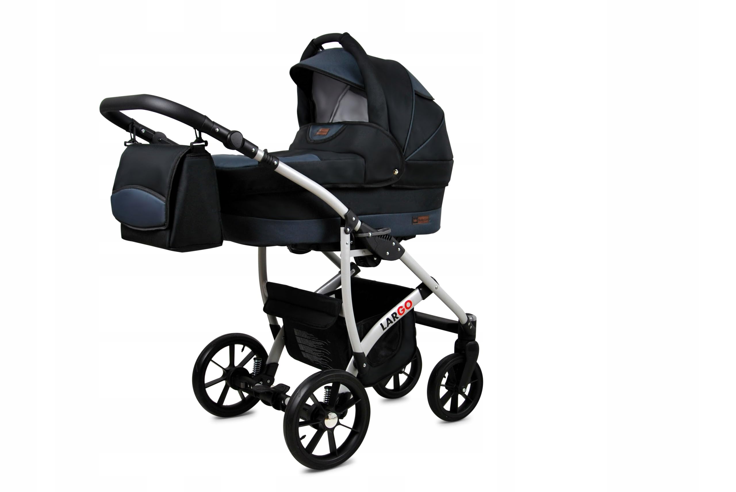 BabyLux® Zestaw wózków dziecięcych 3 w 1 – Largo – w zestawie wanienka dla niemowląt, fotelik sportowy, fotelik samochodowy – zestaw wózków dziecięcych z torbą do przewijania, osłoną przeciwdeszczową