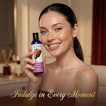 Chocolate Covered Strawberries Massage Oil Gourmet Dessert Edible Massage Oil with Almond Oil & Vitamin E, Luxurious Glide for Romantic Couples Massage, 4 oz