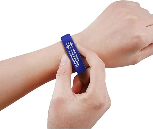 Miniatura 5 de Pulseras de alerta médica personalizadas, de goma de silicona, pulseras de identificación de emergencia, impermeables, personalizadas, grabado, para