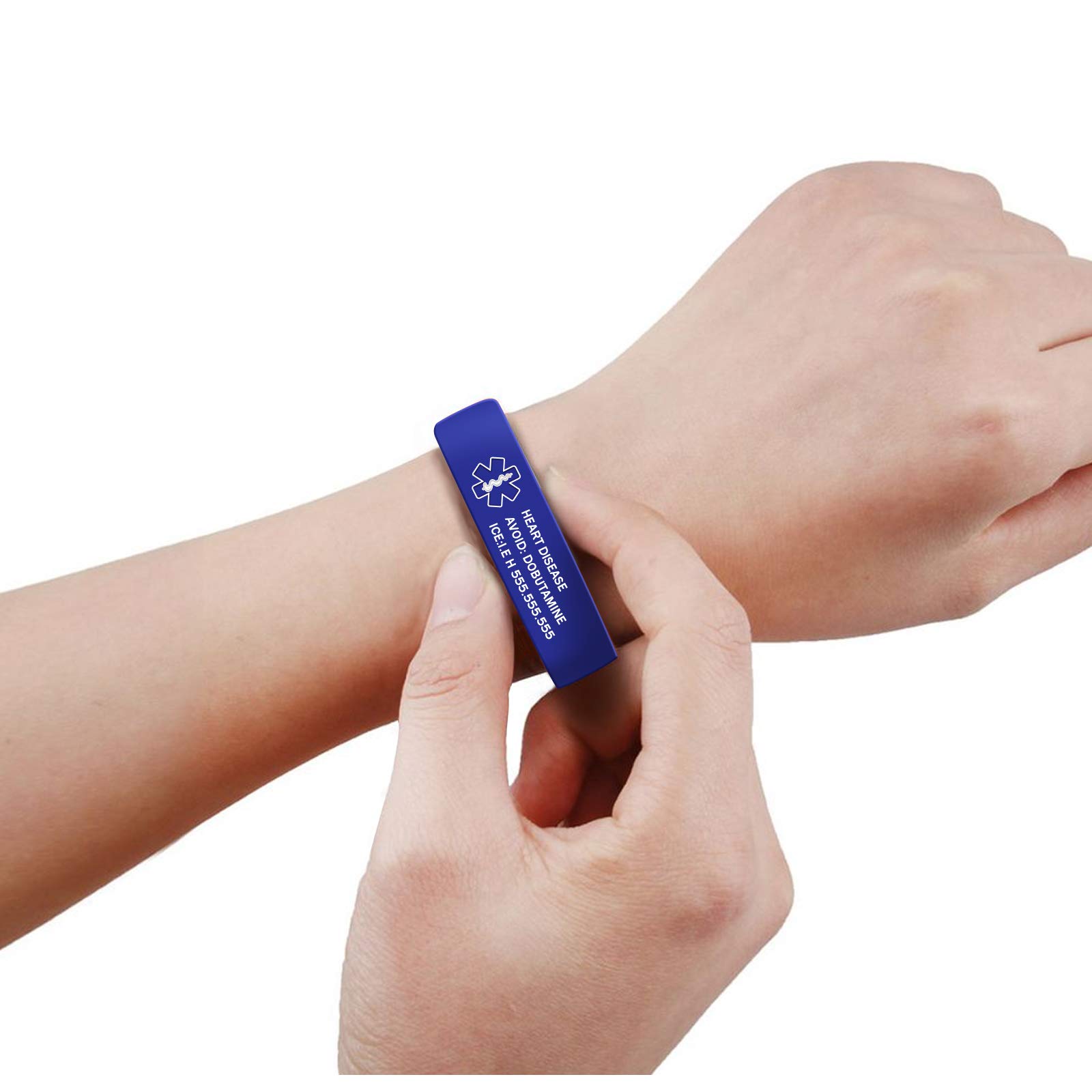 MissNaNa Personalized Silicone Medical Bracelets Various Color Emergency ID Alert Bracelet Engraved ID Bracelet for Women Men Teenager (White)