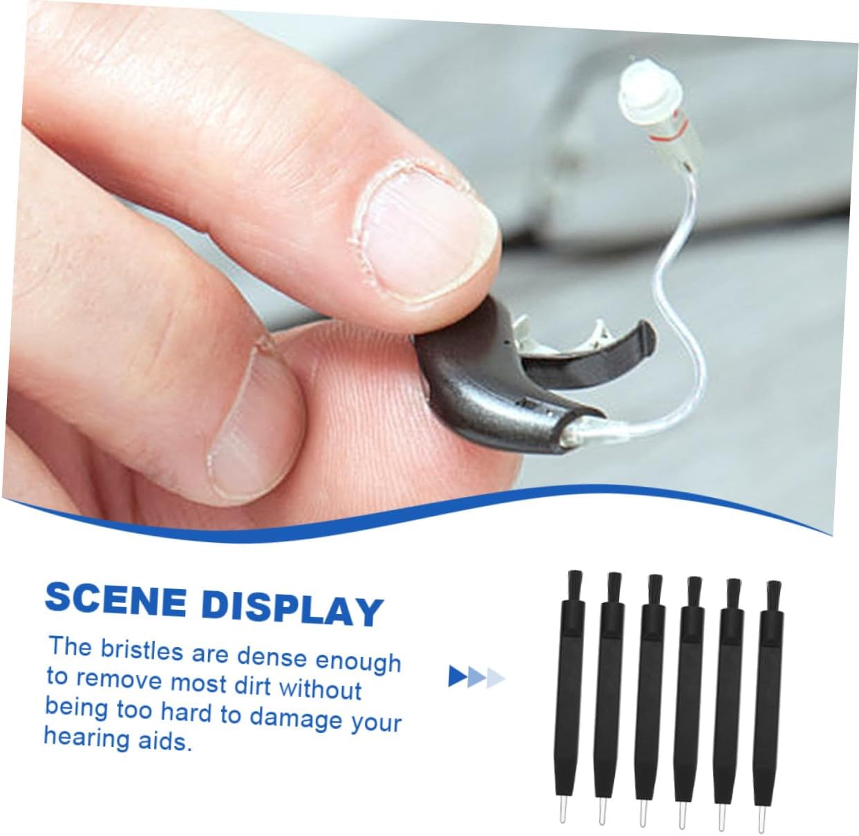6pcs Hearing Aid Cleaner Brushes Nylon Earwax Remover for Hearing Amplifiers and Earbuds Lightweight Portable Black Wax Cleaning Tools for Safe and Dirt Removal