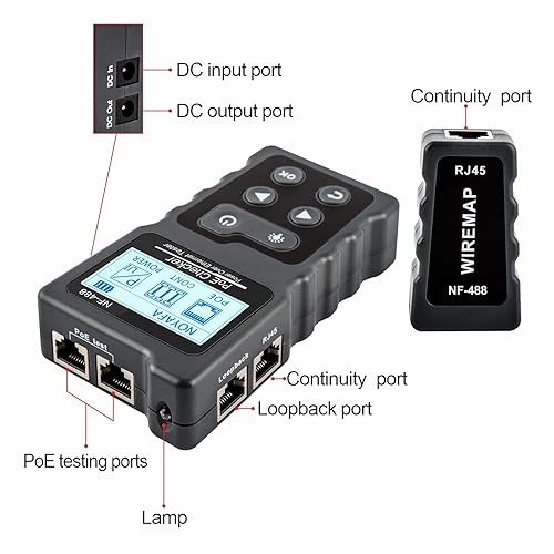 Miniatura 7 de NOYAFA NF-488 POE probador para alimentación a través de Ethernet comprobación de continuidad del cable de red detector POE de bucle de interruptor