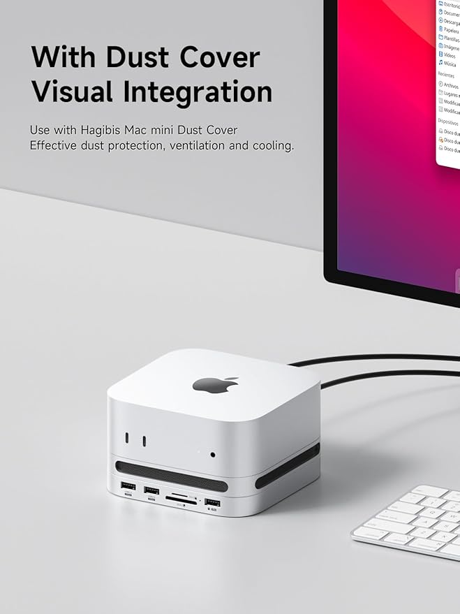 Hagibis Hub para Mac mini M4 con Enclosure M.2 SSD y Base miniatura 5