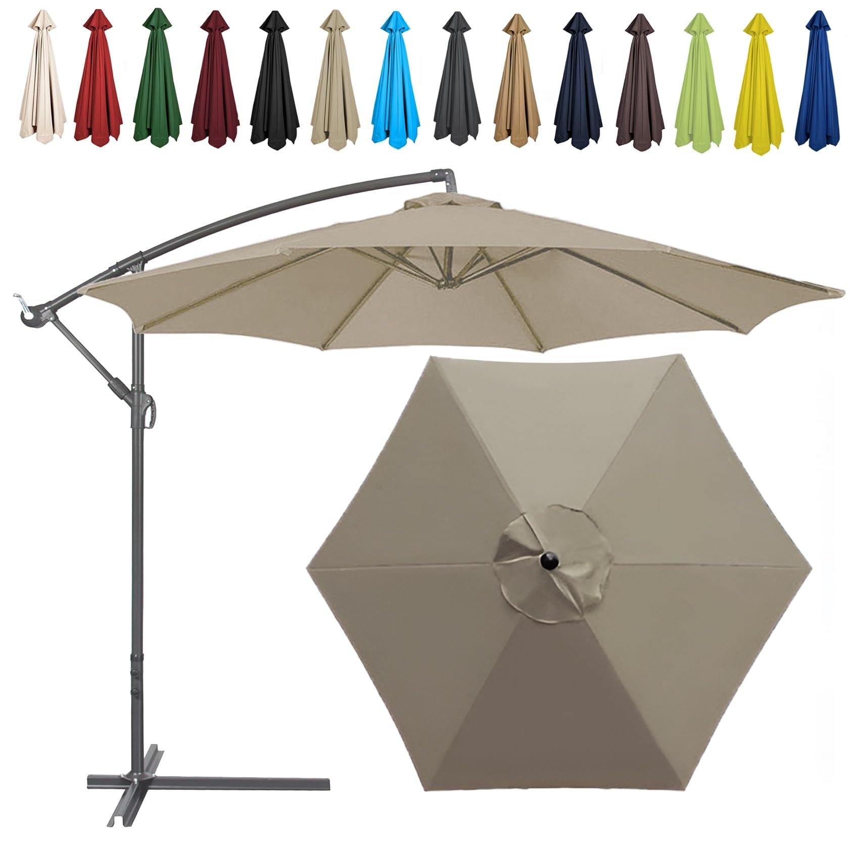 Replacement Parasol Canopy, 2m/2.7m/300cm, 6 Arms/8 Arms, Sun Umbrella Replacement Cloth, Polyester UV Protection Market Table Umbrella Canopy, Parasol Umbrella Replacement Cover(Color:Top color,Size: