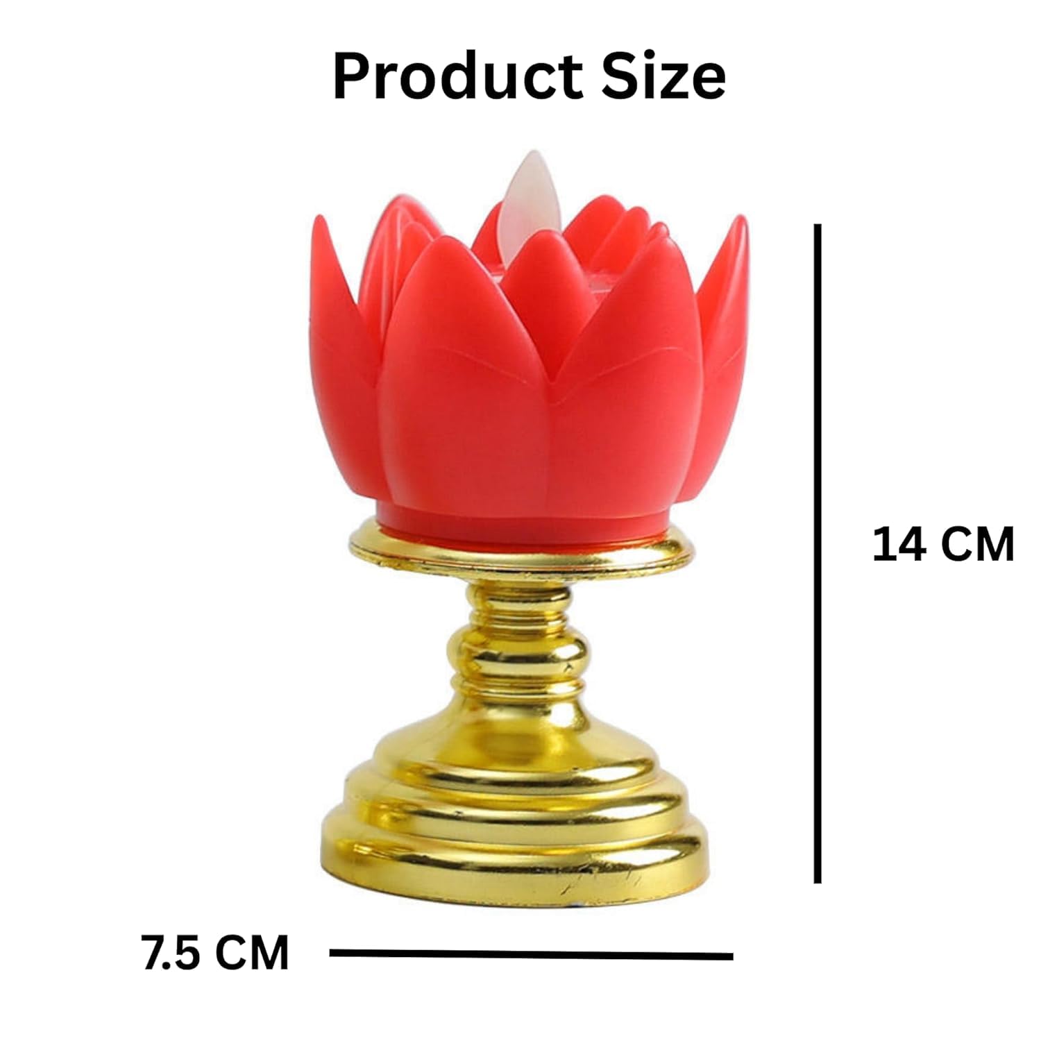 Vespa Decorative Lotus Flower LED Lamp – Smokeless Electric Candle for Festive, Home, Mandir & Wedding Décor (Red)