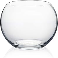 WGV Clear Glass Bubble Bowl Vase 6" Diameter x 4.5" Height - Handmade Terrarium Fish Bowl Planter for Weddings, Events & Home Decor (VBW0006A)