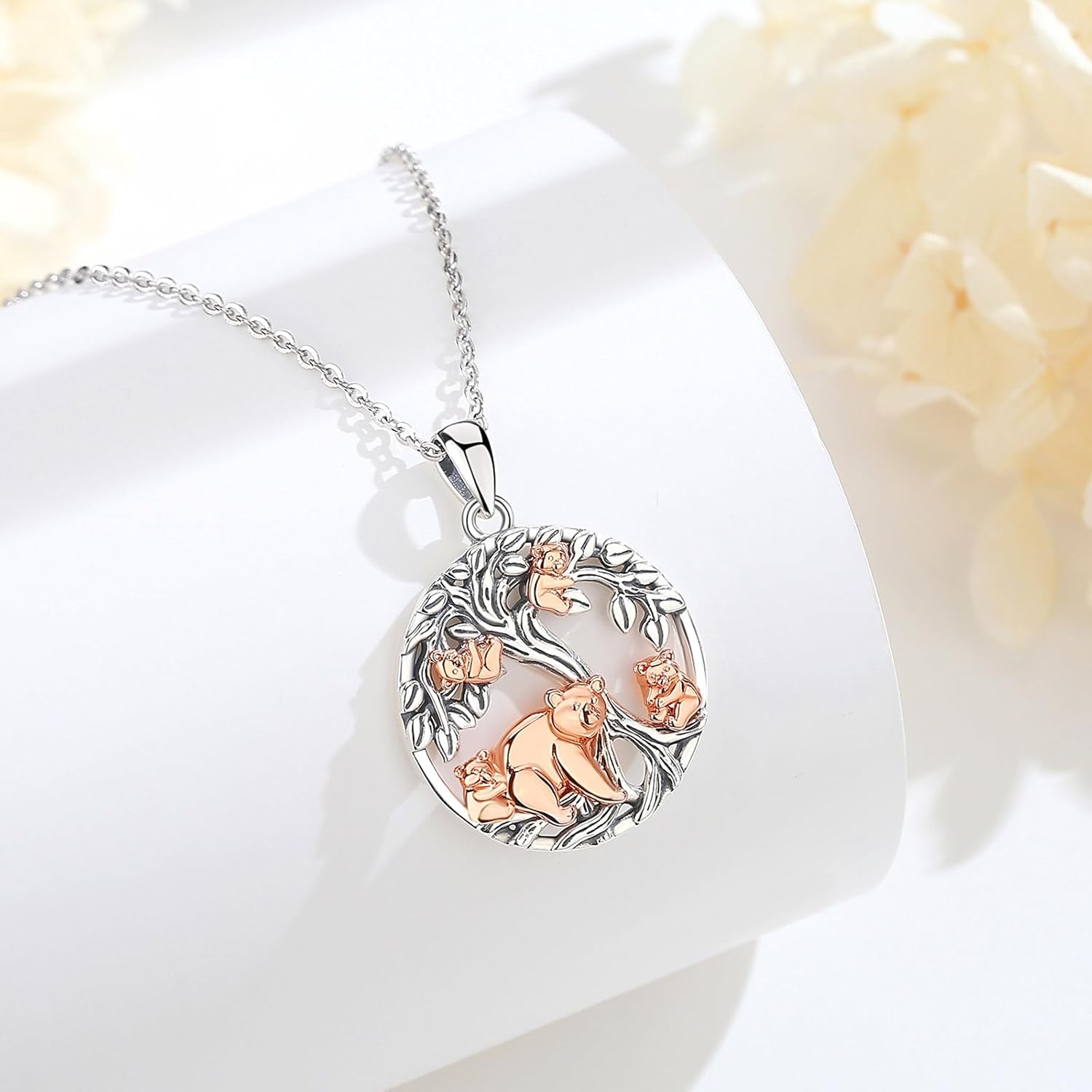 INFUSEU Cute Mama Bear Elephant Necklaces Tree of Life for Women Motherhood & Family Love Gifts - Image 2