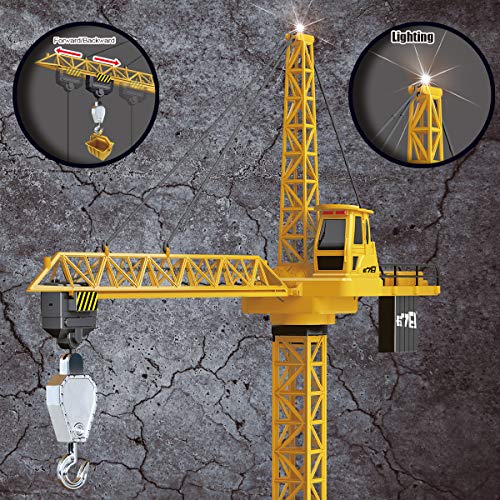 Fistone 6 Channel RC Tower Crane, 50.4 inches 680 Degree Rotation Lift Model 2.4GHz Remote Control Construction Crane Toy with Tower Light and Simulation Sound for Kids - Thumbnail 4