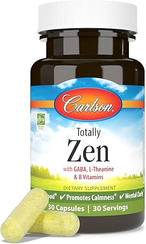 Miniatura 5 de Carlson - Totally Zen, GABA, L-teanina y vitaminas B, estado de ánimo saludable, promueve la calma y la claridad mental, 30 cápsulas