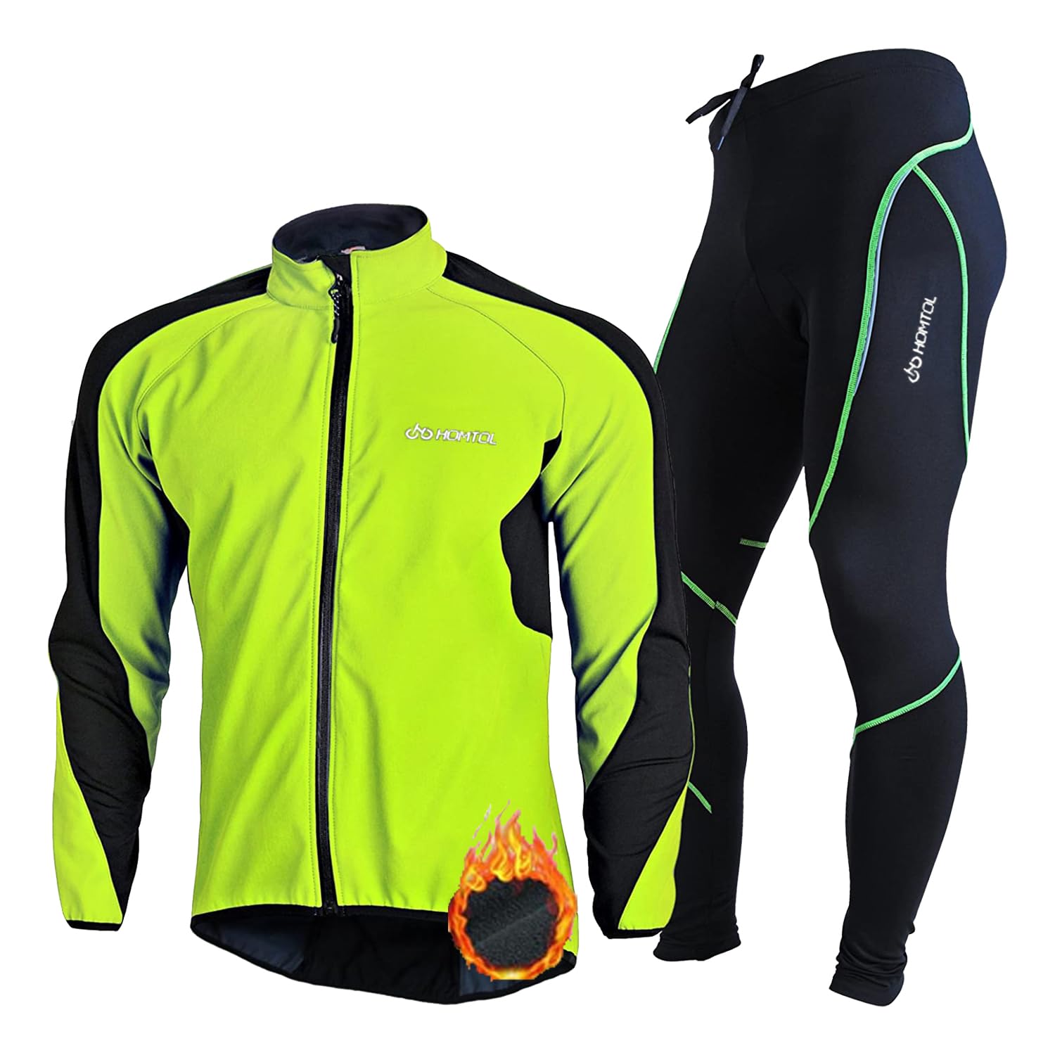 Herren Langarm Radjacke set Winter Thermal wasserdicht Winddicht Atmungsaktiv Fahrradjacke und Radhose mit Sitzpolster Fahrradbekleidung Set Radsportanzüge trikot set mit Thermofleecefutter