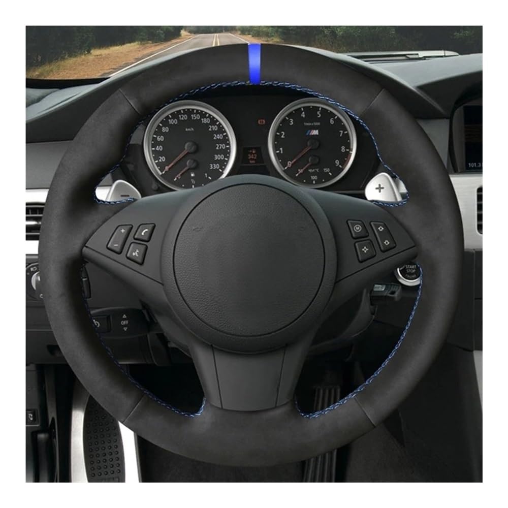 Funda Volante Coche Universal Funda para Volante de Coche de Gamuza Negra Cosida a Mano y Suave para E60 E63 E64 para Cabrio M6 2005 2006 2007 2008 2009 2010