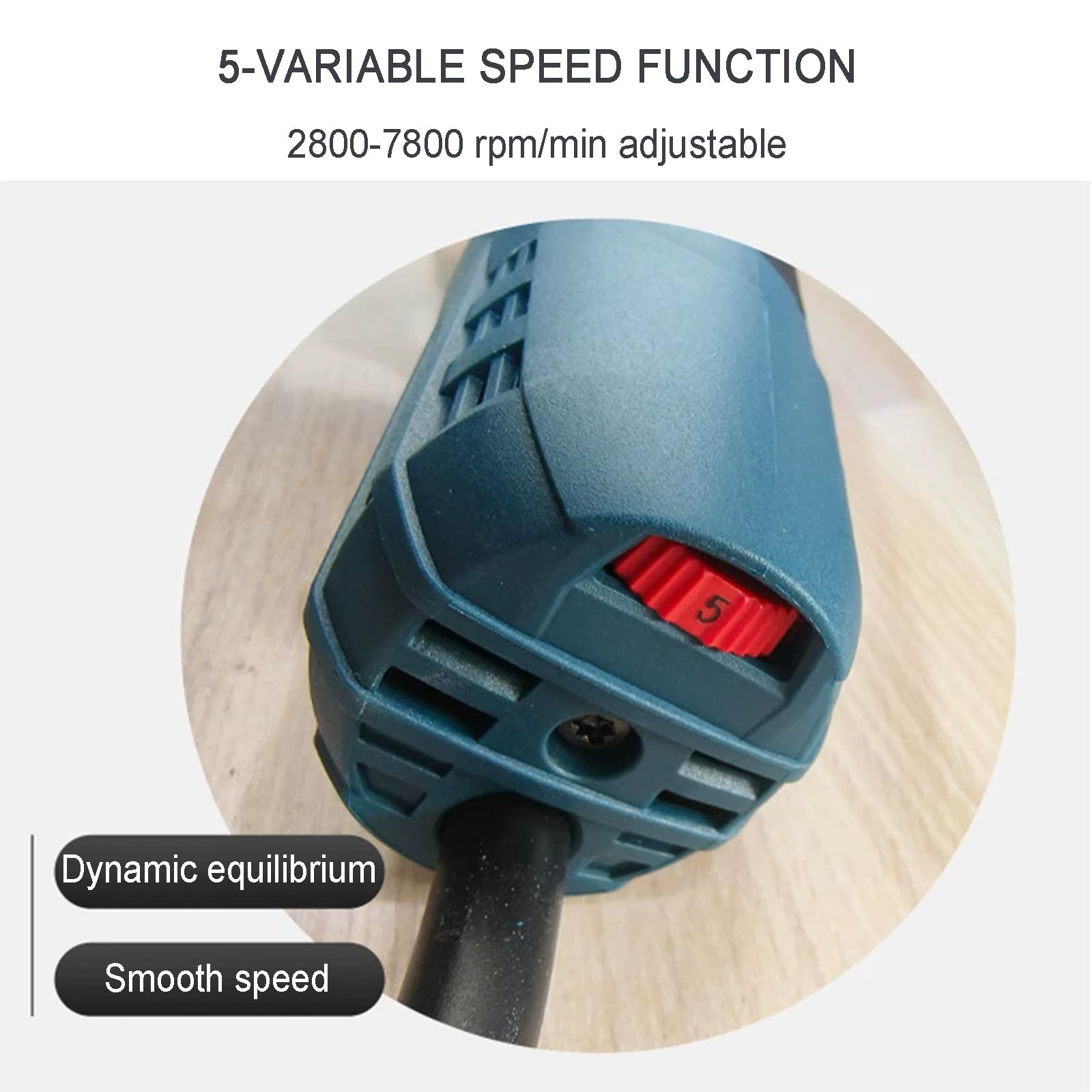 Máquina pulidora eléctrica portátil para Acero Inoxidable con 5 velocidades Variables (2800-7800 RPM). Herramienta para el acondicionamiento de Superficies Curvas y Planas.