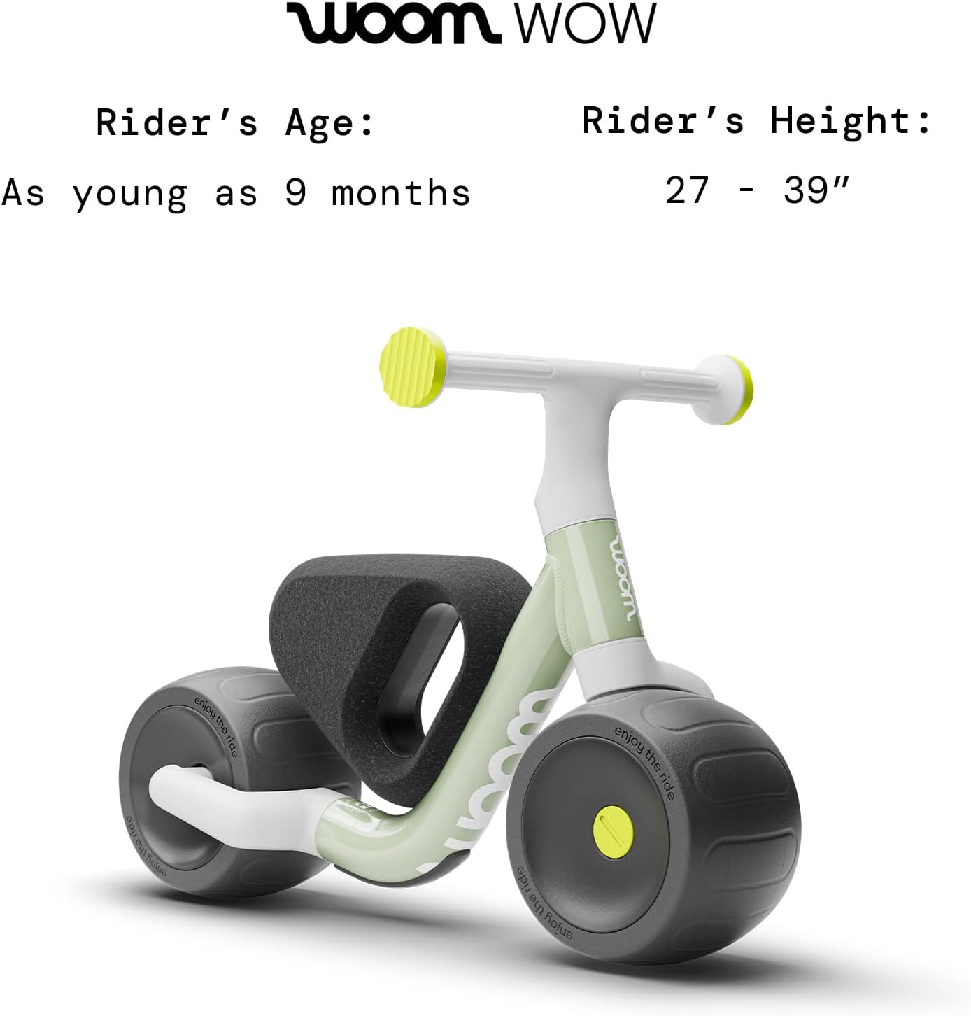 woom Wow Balance Bike, Lightweight Aluminum Toddler Walking Bike, No-Pedal First Bike for Babies & Toddlers as Young as 9 Months to 36 Months, Indoor/Outdoor