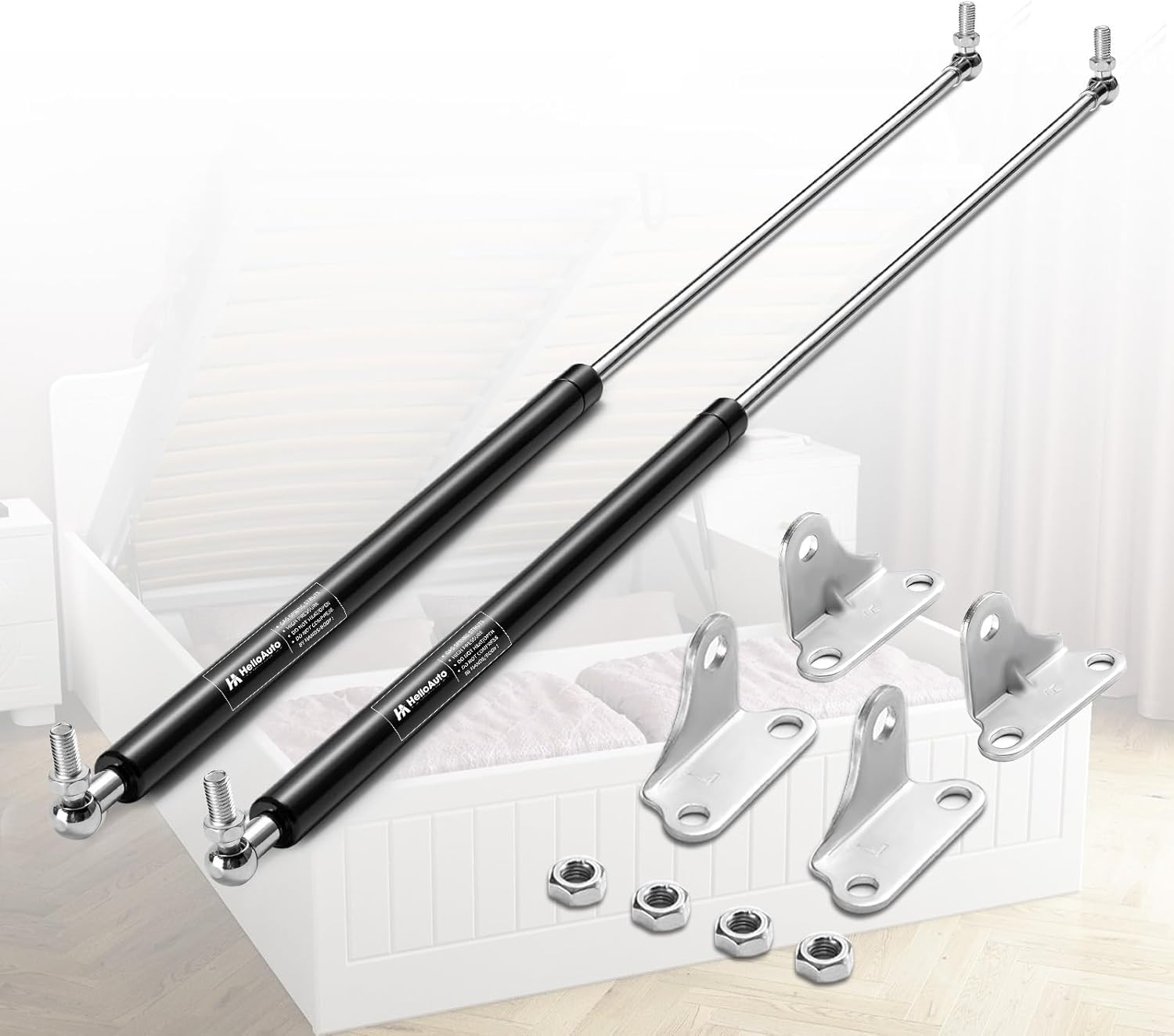 23 inch 67lbs Gas Shocks RV Bed with L-Type Mounts, Gas Struts Spring for TV Cabinet Door Floor Hatch Door Trailer Bed Storage Lid and DIY(Fit for 53lb-74lbs), Set of 2