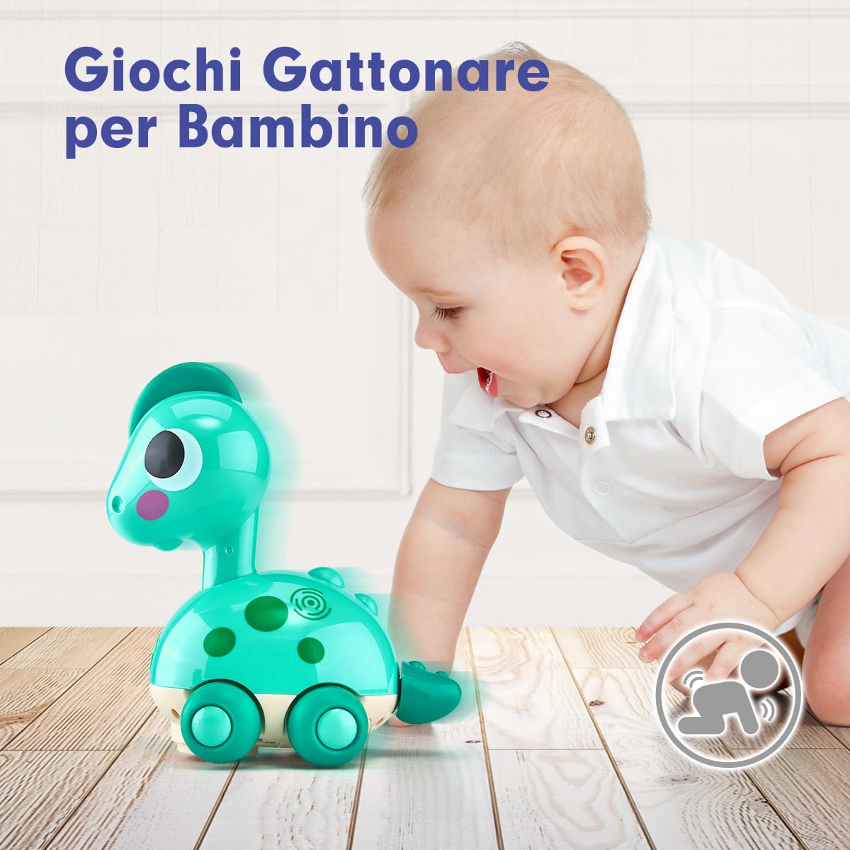 CubicFun Giochi Bambini 1 Anno Dinosauro Interattivo - Giocattolo Gattonare con Musica e Luci, Dino Sonoro per Neonato 12 18 Mesi, Regalo Bambino 1 2 Anni Compleanno