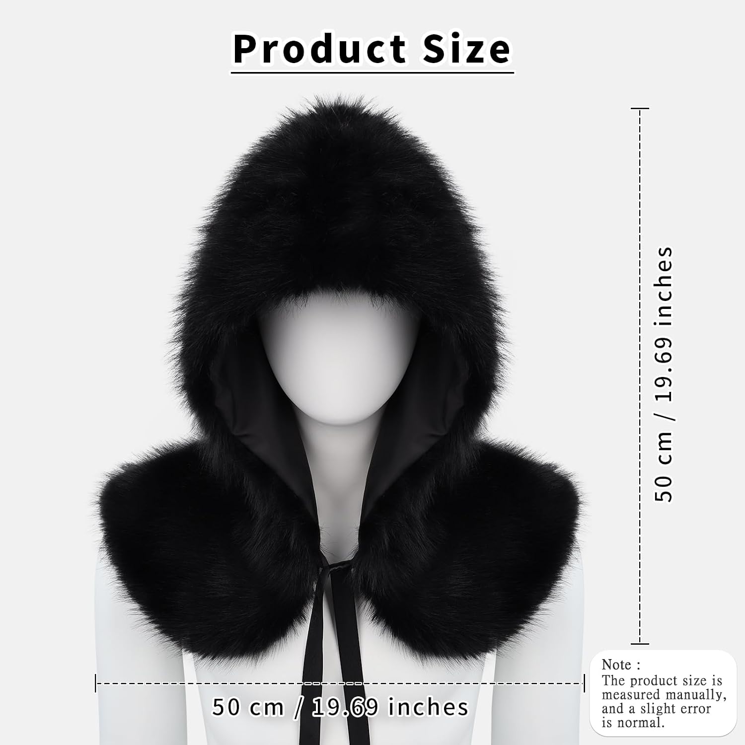 SMILETERNITY Faux Fur Furry Grim Cowl Cloak Hood Hat Winter Warmer Headpiece Accessory for Halloween