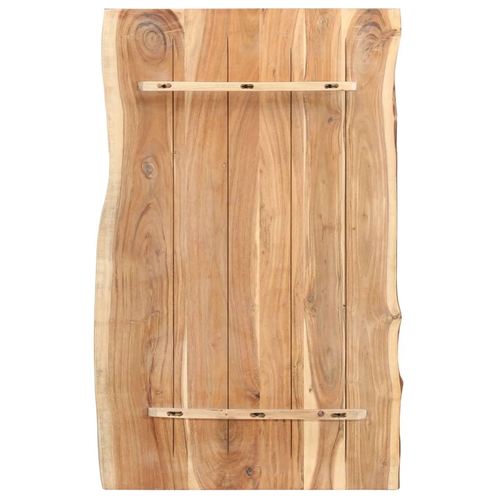 Blat stołu z litego drewna akacjowego 100 x (50-60) x 3,8 cm, naturalna krawędź drzewa, polerowana i lakierowana, na stół jadalny, biurko, stolik kawowy, wytrzymały blat roboczy