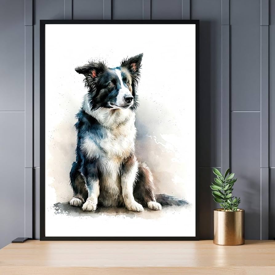 絵画は貴方の直感で。　インテリアとして　 油彩F4 ボーダーコリー　Puppy 絵画は貴方の直感で。 インテリアとして 油彩F4 ボーダーコリー