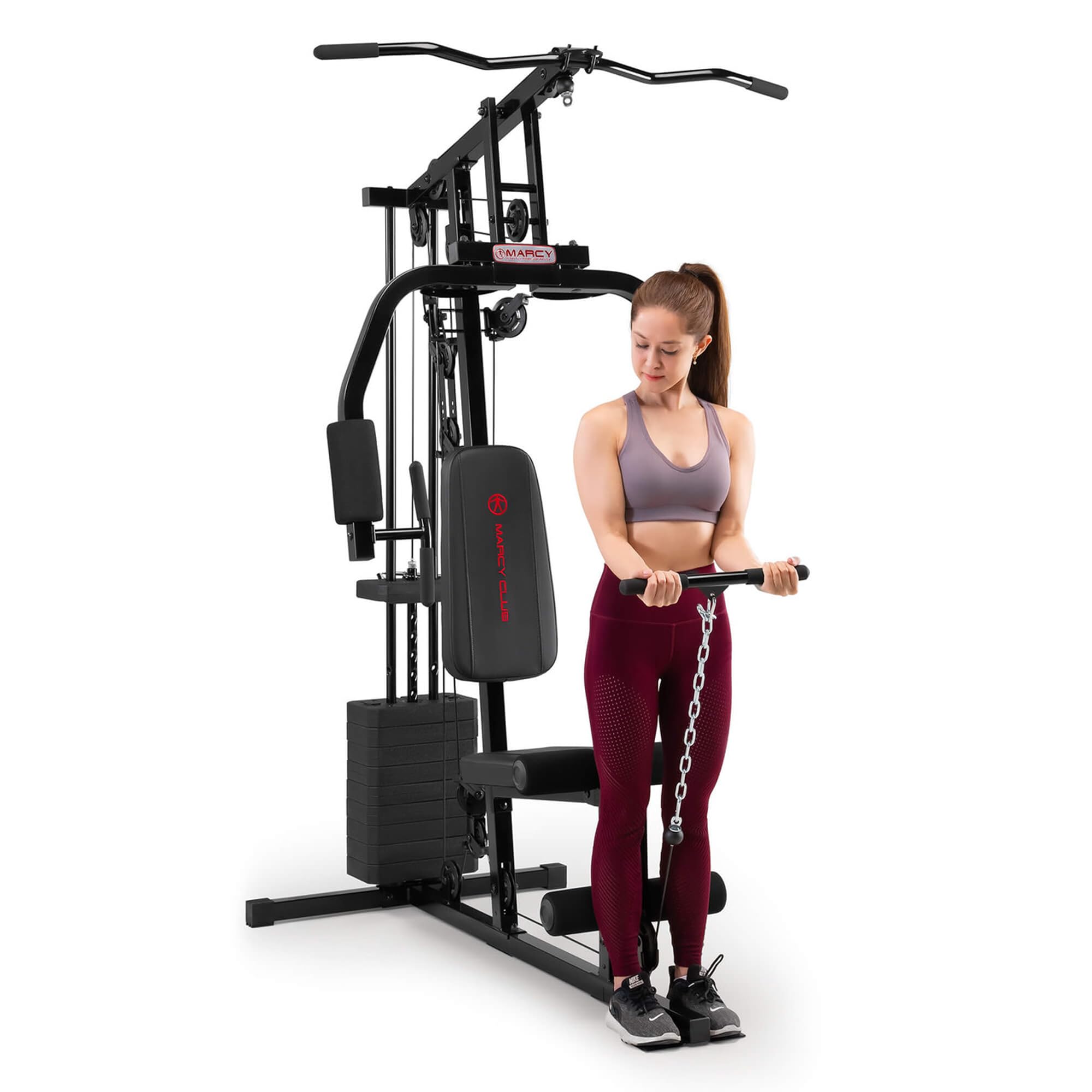 Marcy Estación de entrenamiento multifuncional de 100 libras a 200 libras, gimnasio en casa para levantamiento de pesas y culturismo