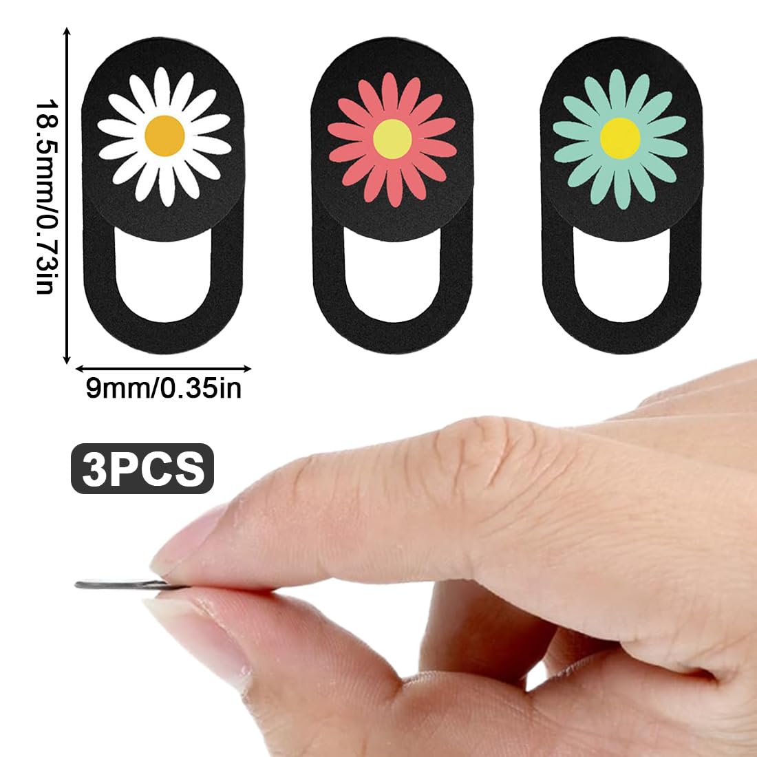 3 pièces Cache Webcam, Cache Caméra pour Ordinateur, Téléphone et Tablette, Protection de la Vie Privée en Ligne, Design Fleur (0,7 mm)