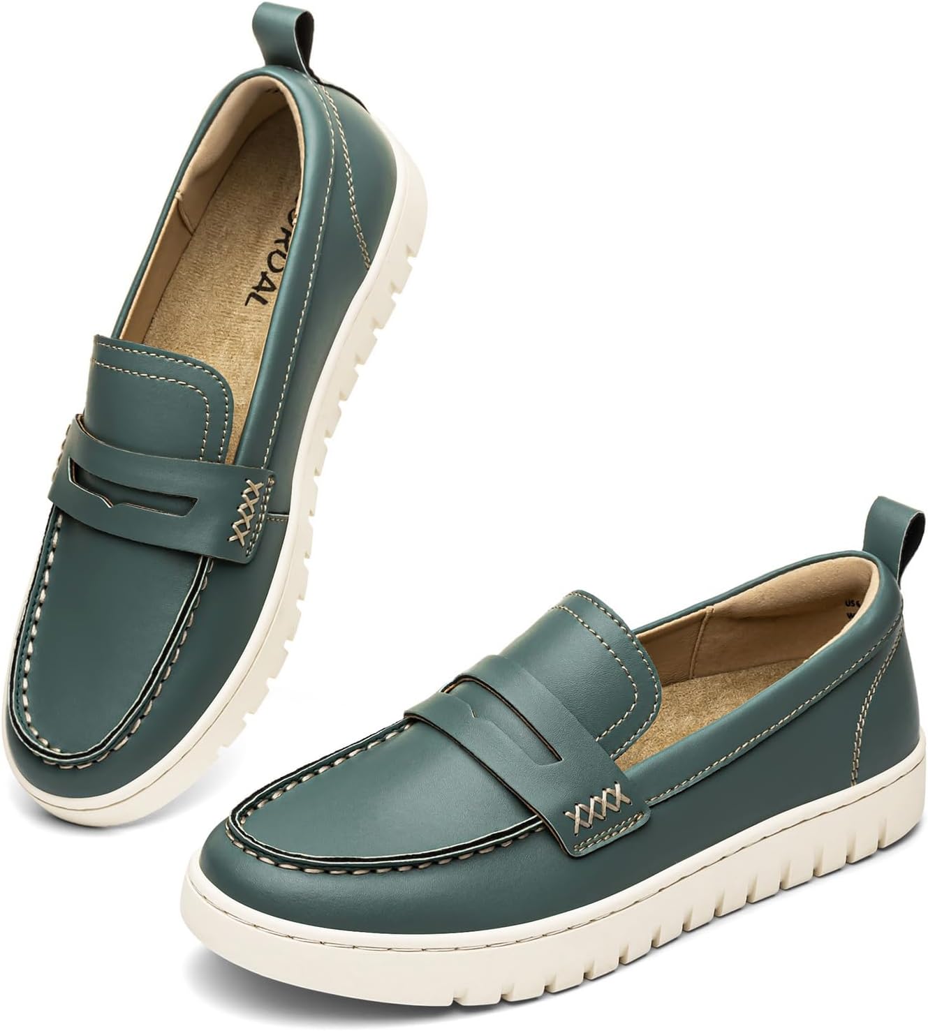 KORDAL Women's Comfortable Classic Penny Loafers Leather Sneakers Casual Slip On Dress Shoes Office Work Everyday Walking Flats Driving Shoes for Women - Image 7