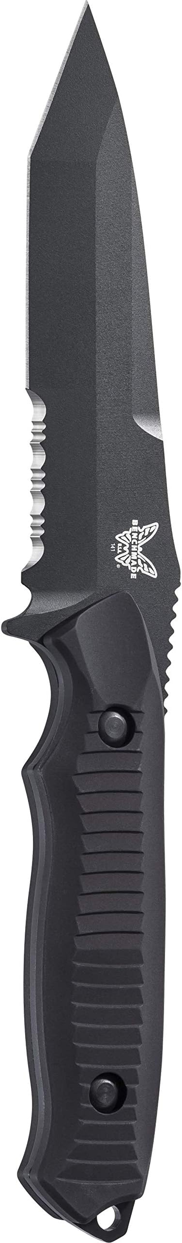 Benchmade - Nimravus 141SBK Knife, Tanto Blade, Serrated Edge, Coated Finish, Black Handle, Made in the USA