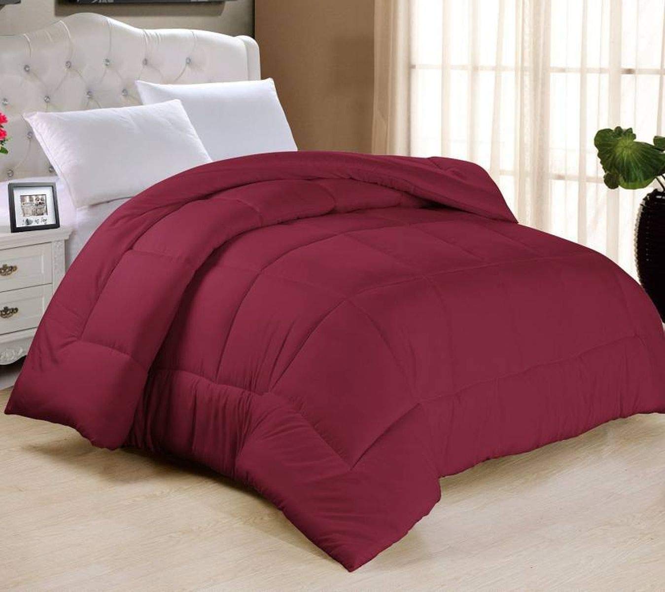 Jaipur Linen Comforter Double Bed 500 GSM Soft Microfibre for Heavy Winter AC Blanket/Duvet/Dohar/Quilt for All Weather Breathable -for Double Bed-Maroon-90 Inch X 100 Inch-image-36
